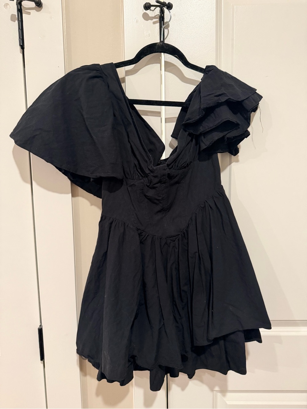 ASOS Black Ruffle Asymmetrical Dress